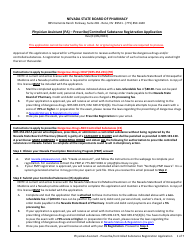Document preview: Physician Assistant (Pa) - Prescribe/Controlled Substance Registration Application - Nevada