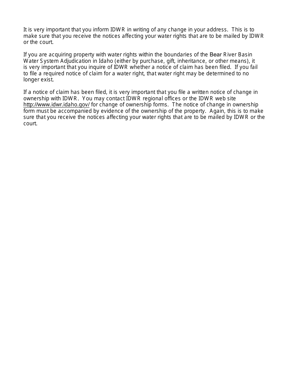 Form 42-1409-2 Notice of Claim to a Water Right Acquired Under State Law for Domestic and / or Stockwater Purposes Where Daily Use Is Less Than 13,000 Gallons Per Day - Idaho, Page 4
