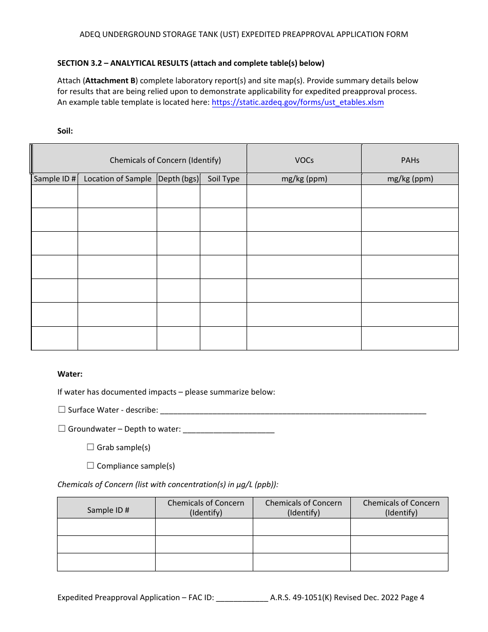 Ust Program Expedited Preapproval Application Under Arizona Revised Statutes (A.r.s.) 49-1051(K) - Arizona, Page 4