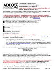 Reimbursement Request Form for Non-preapproved Suspected Release Confirmation - Underground Storage Tank (Ust) Tank Site Improvement Program (Tsip) - Arizona