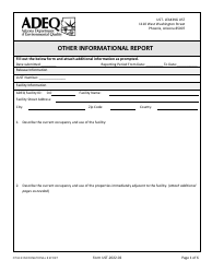 Form UST Site Characterization/Other Informational Report - Arizona