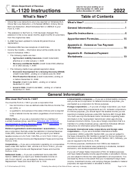 Document preview: Instructions for Form IL-1120 Corporation Income and Replacement Tax Return - Illinois