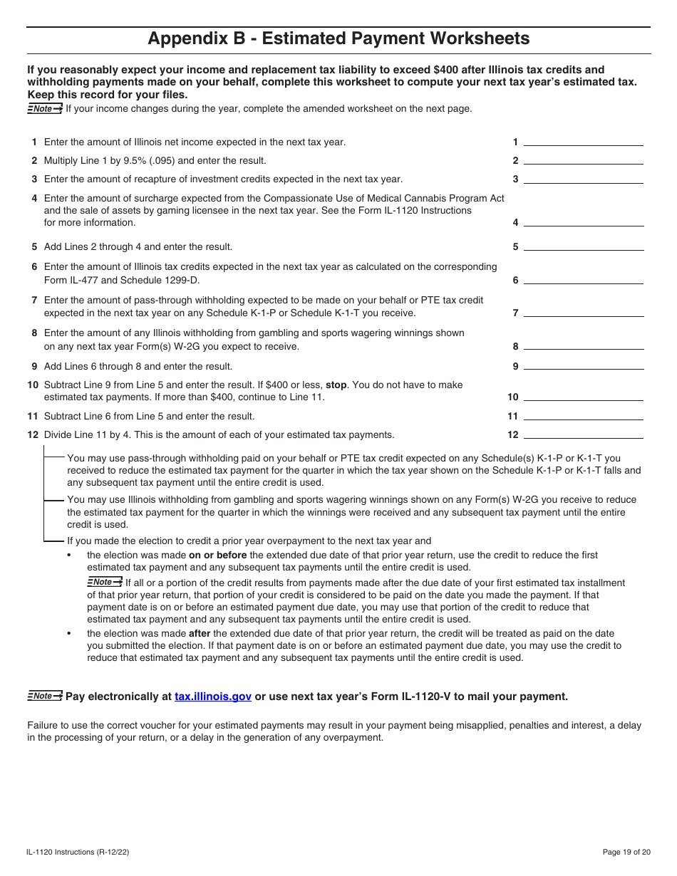 Instructions for Form IL-1120 Corporation Income and Replacement Tax Return - Illinois, Page 19