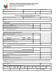 Form SFN9007 Expense Claim for Nondepartment Employees - North Dakota