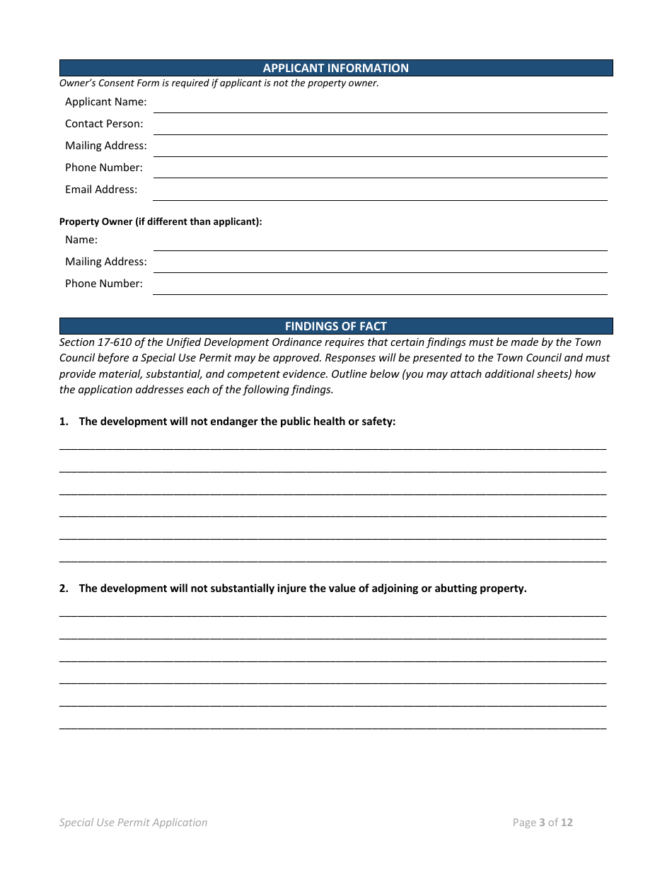 Special Use Permit Application - Town of Selma, North Carolina, Page 3