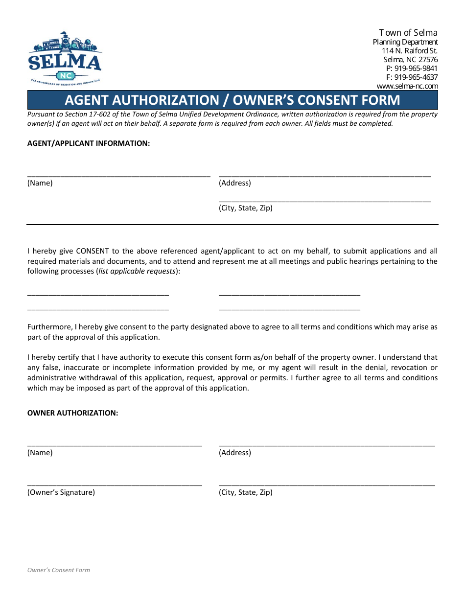Zoning Permit Application - Commercial Use Change / Upfit / Tenant - Town of Selma, North Carolina, Page 4