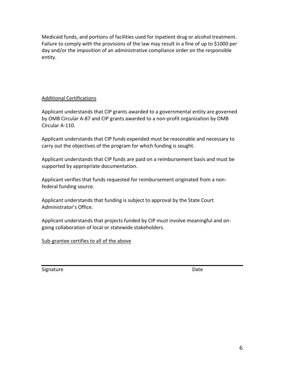 Basic Grant Application - Court Improvement Program - South Dakota, Page 6