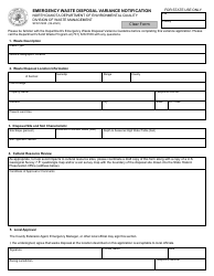 Document preview: Form SFN51450 Emergency Waste Disposal Variance Notification - North Dakota