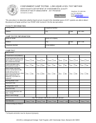 Document preview: Form SFN62273 Containment Sump Testing - Low Liquid Level Test Method - North Dakota