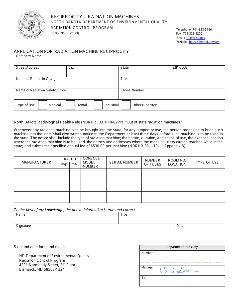 Form SFN7590 Fill Out, Sign Online and Download Fillable PDF, North