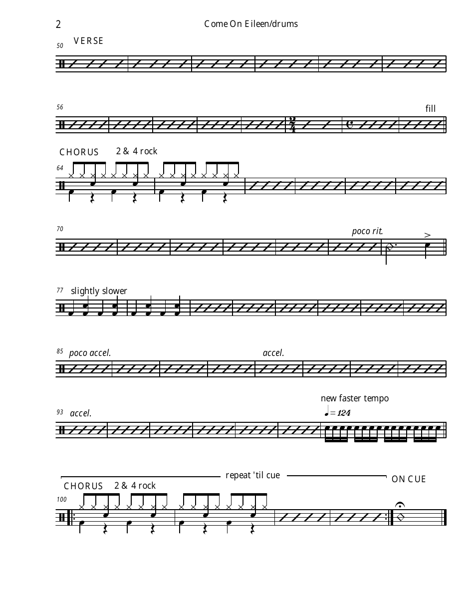 Dexys Midnight Runners - Come on Eileen Drum Set Sheet Music, Page 2