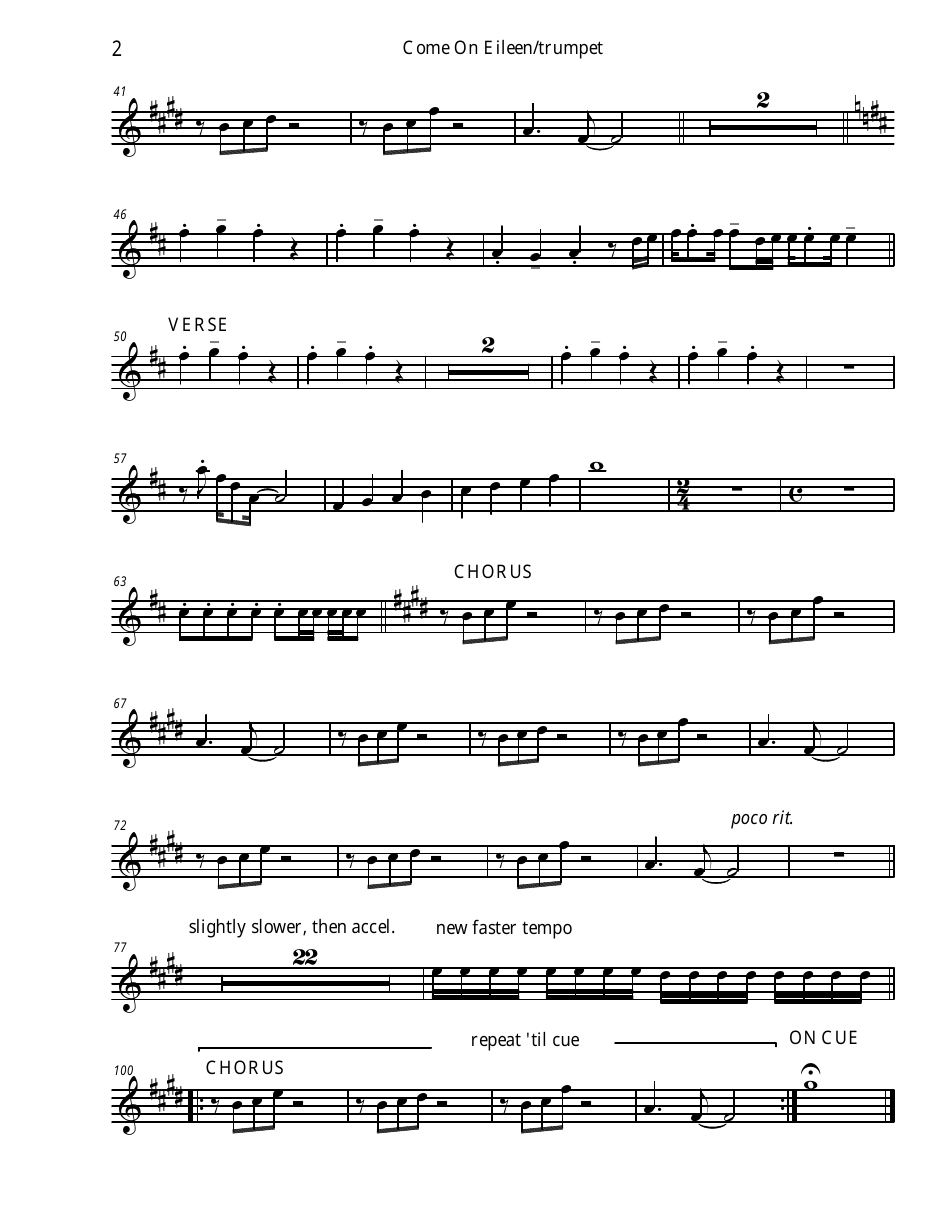 Dexys Midnight Runners - Come on Eileen Trumpet in Bb Sheet Music, Page 2