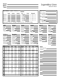 Document preview: Legendary Lives Character Sheet Template