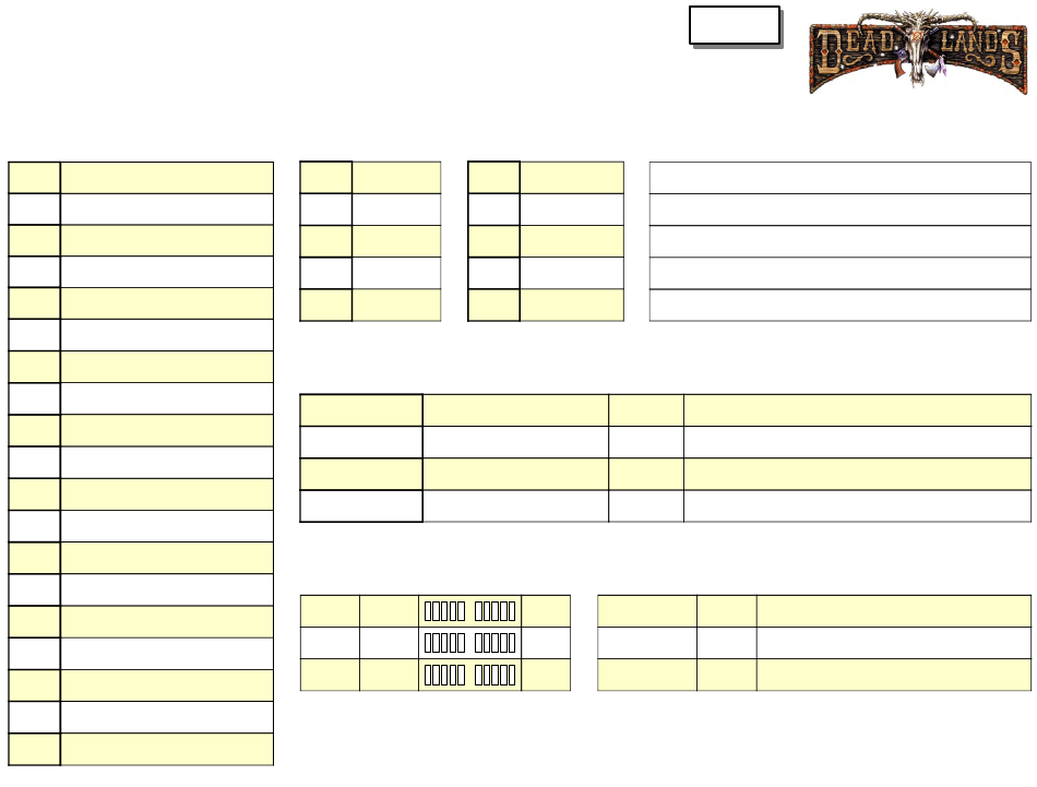 Deadlands Character Sheet Download Printable PDF | Templateroller