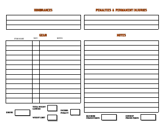 Deadlands Character Sheet - White, Page 2