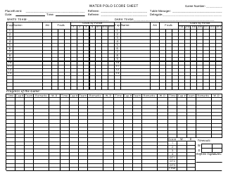 Document preview: Water Polo Score Sheet Template - Without Grey Columns