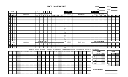 Document preview: Water Polo Score Sheet Template
