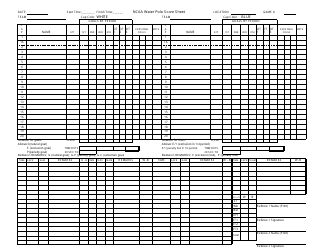 Document preview: Water Polo Score Sheet Template - the National Collegiate Athletic Association - Indiana