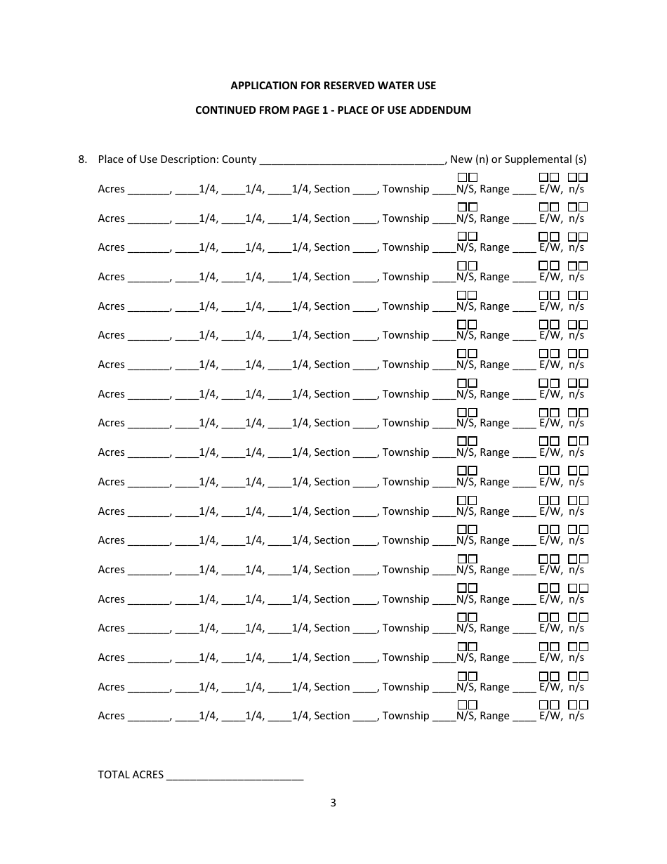 Application for Reserved Water Use - Montana, Page 3