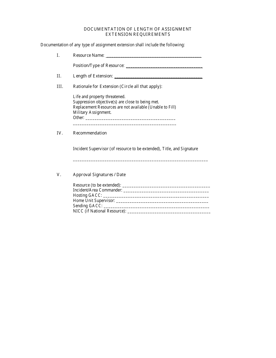 Documentation of Length of Assignment Extension Requirements - Montana, Page 1