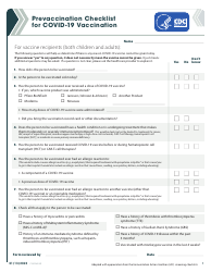 Document preview: Form CS321629-E Prevaccination Checklist for Covid-19 Vaccination