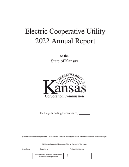 Electric Cooperative Utility Annual Report Cover Only - Kansas Download Pdf