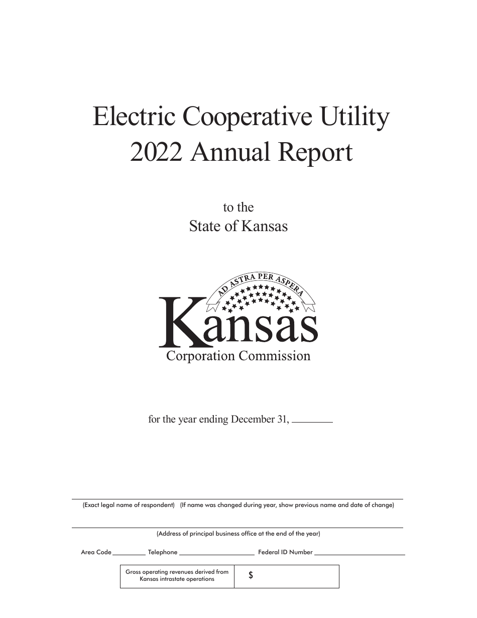 2022 Kansas Electric Cooperative Utility Annual Report Cover Only