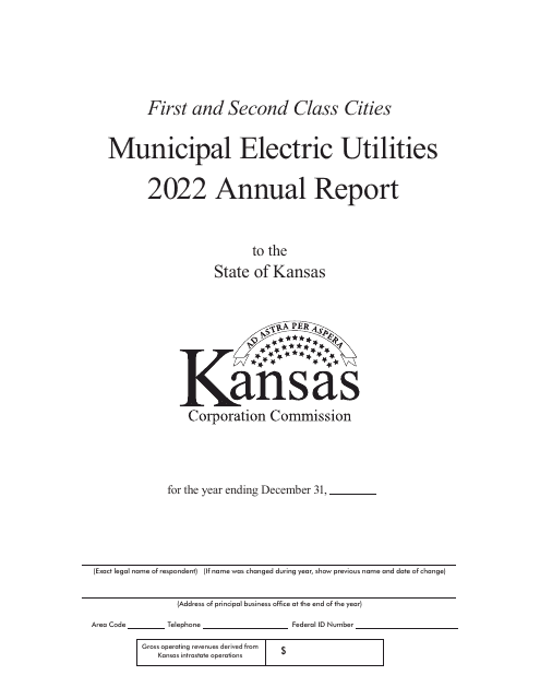 First and Second Class Cities Municipal Electric Utilities Annual Report Cover Only - Kansas Download Pdf