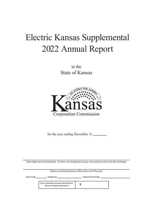 Electric Kansas Supplemental Annual Report Cover Only - Kansas Download Pdf