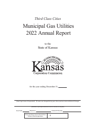 Document preview: Third Class Cities Municipal Gas Utilities Annual Report Cover Sheet - Kansas, 2022