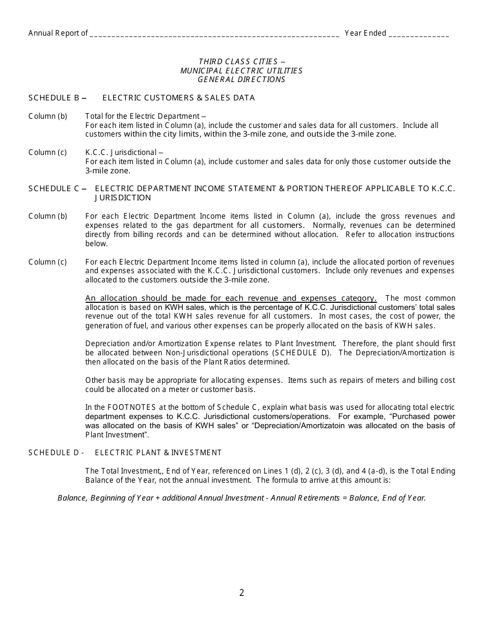 Third Class Cities Municipal Electric Utilities Annual Report - Kansas, Page 3