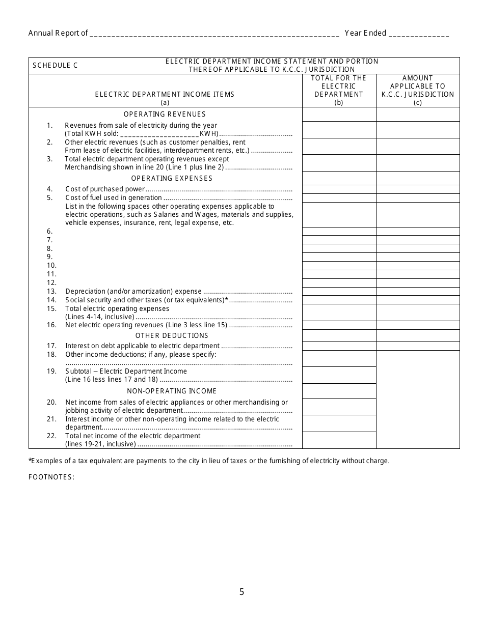 Third Class Cities Municipal Electric Utilities Annual Report - Kansas, Page 6