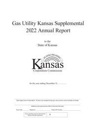 Document preview: Gas Utility Kansas Supplemental Annual Report Cover Sheet - Kansas