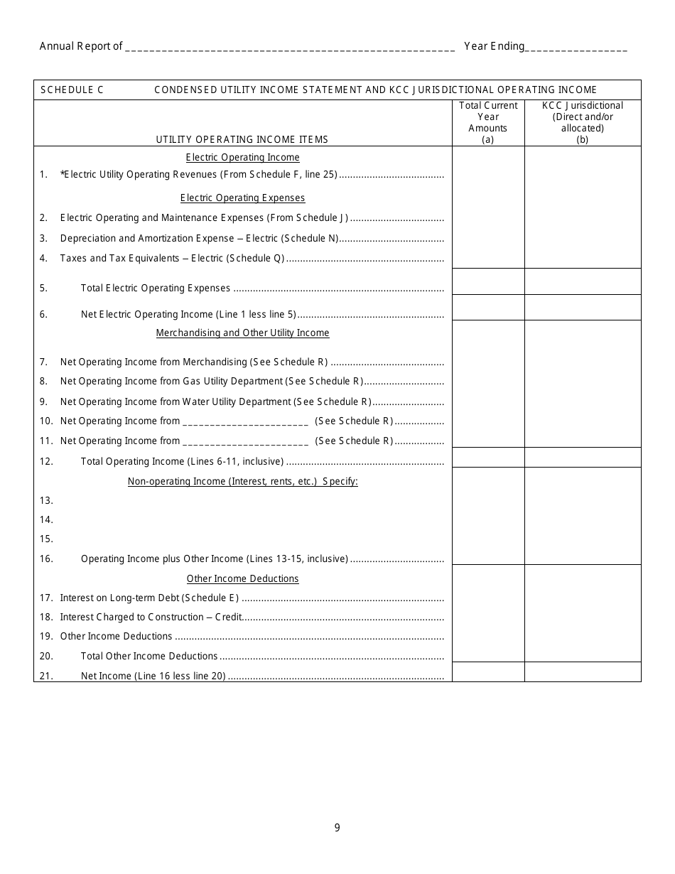 First and Second Class Cities Municipal Electric Utilities Annual Report - Kansas, Page 10
