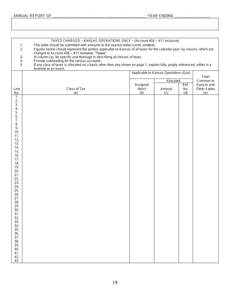 Gas Utility Kansas Supplemental Annual Report - Kansas, Page 20