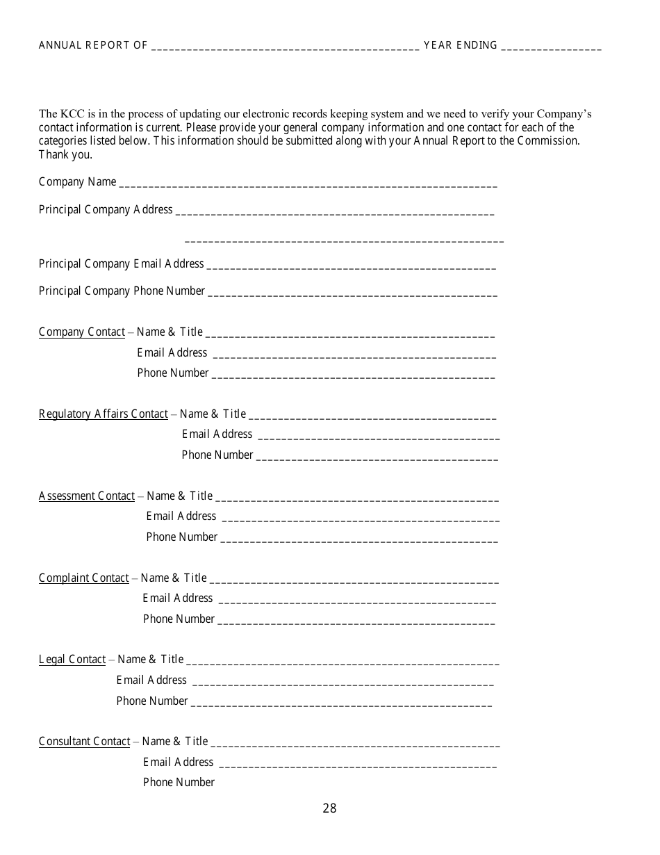 Gas Utility Kansas Supplemental Annual Report - Kansas, Page 29
