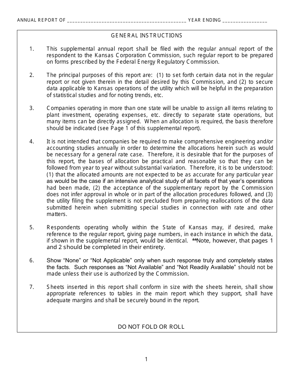 Gas Utility Kansas Supplemental Annual Report - Kansas, Page 2