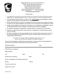Document preview: Form DNR5210 Application for an Access Permit to Ohio State Nature Preserves - Ohio