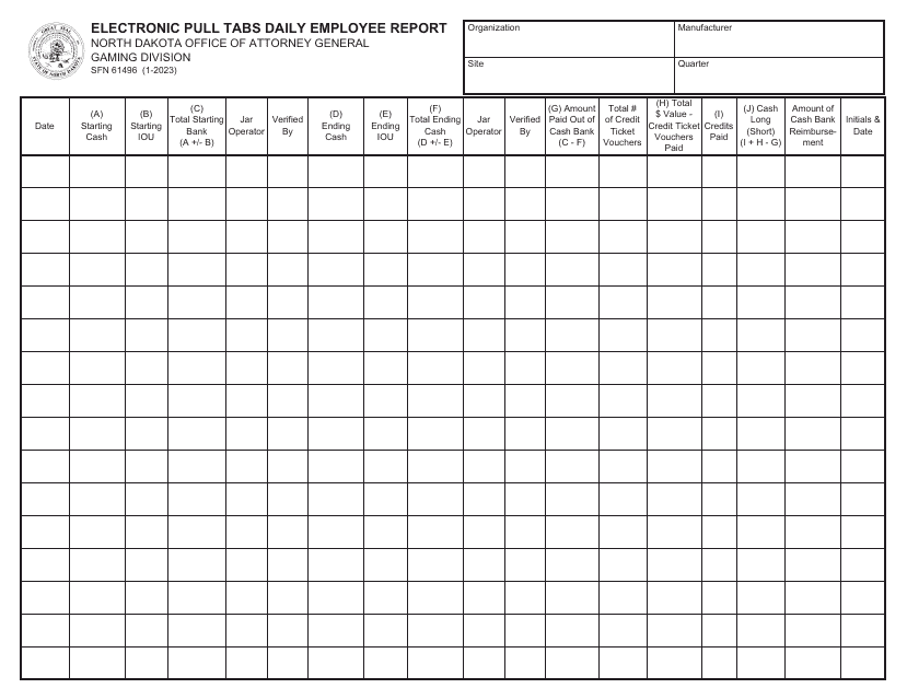 Form SFN61496  Printable Pdf