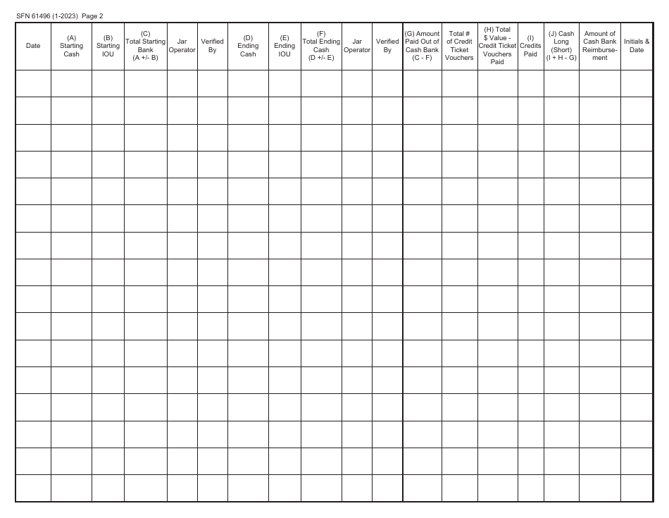 Form SFN61496 Electronic Pull Tabs Daily Employee Report - North Dakota, Page 2