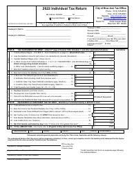 Document preview: Individual Tax Return - Calculating - City of Blue Ash, Ohio, 2022