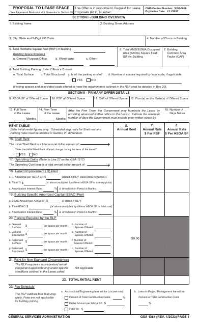 GSA Form 1364  Printable Pdf