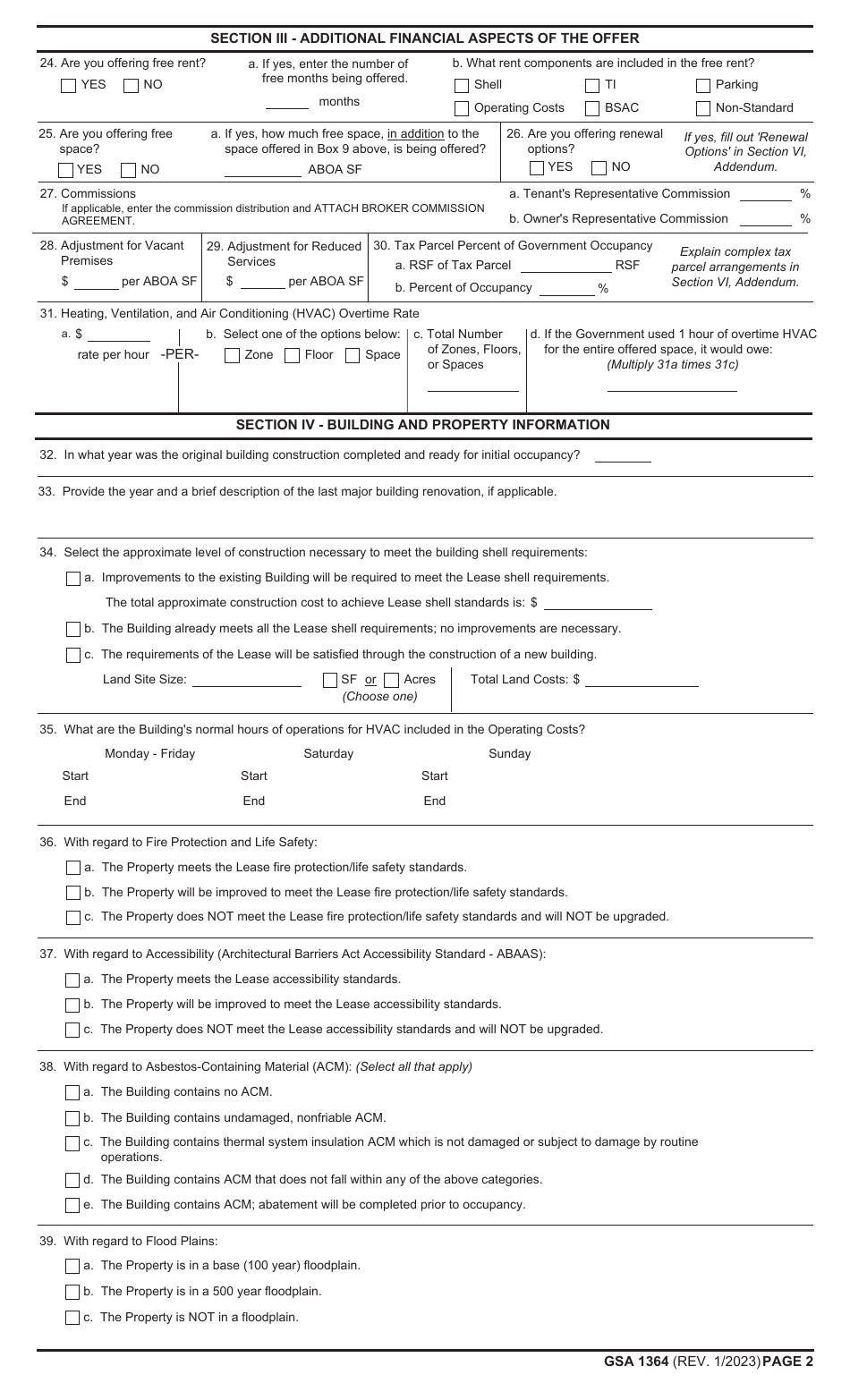 Gsa Form 1364 Download Fillable Pdf Or Fill Online Proposal To Lease Space Templateroller 6544