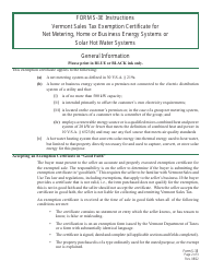 VT Form S-3E Vermont Sales Tax Exemption Certificate for Net Metering, Home or Business Energy Systems or Solar Hot Water Systems - Vermont, Page 2