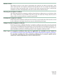 VT Form S-3E Vermont Sales Tax Exemption Certificate for Net Metering, Home or Business Energy Systems or Solar Hot Water Systems - Vermont, Page 3