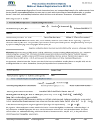 Document preview: Form ED-001764-24 Postsecondary Enrollment Options Notice of Student Registration Form - Minnesota, 2024