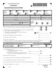 Form BI-471 Vermont Business Income Tax Return for Partnerships, Subchapter S Corporations, and Llcs - Vermont