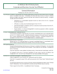 Instructions for Schedule BA-410 Vermont Corporate and Business Income Tax Affiliation - Vermont