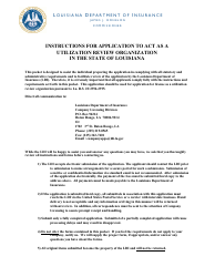 Application to Act as a Utilization Review Organization in the State of Louisiana - Louisiana
