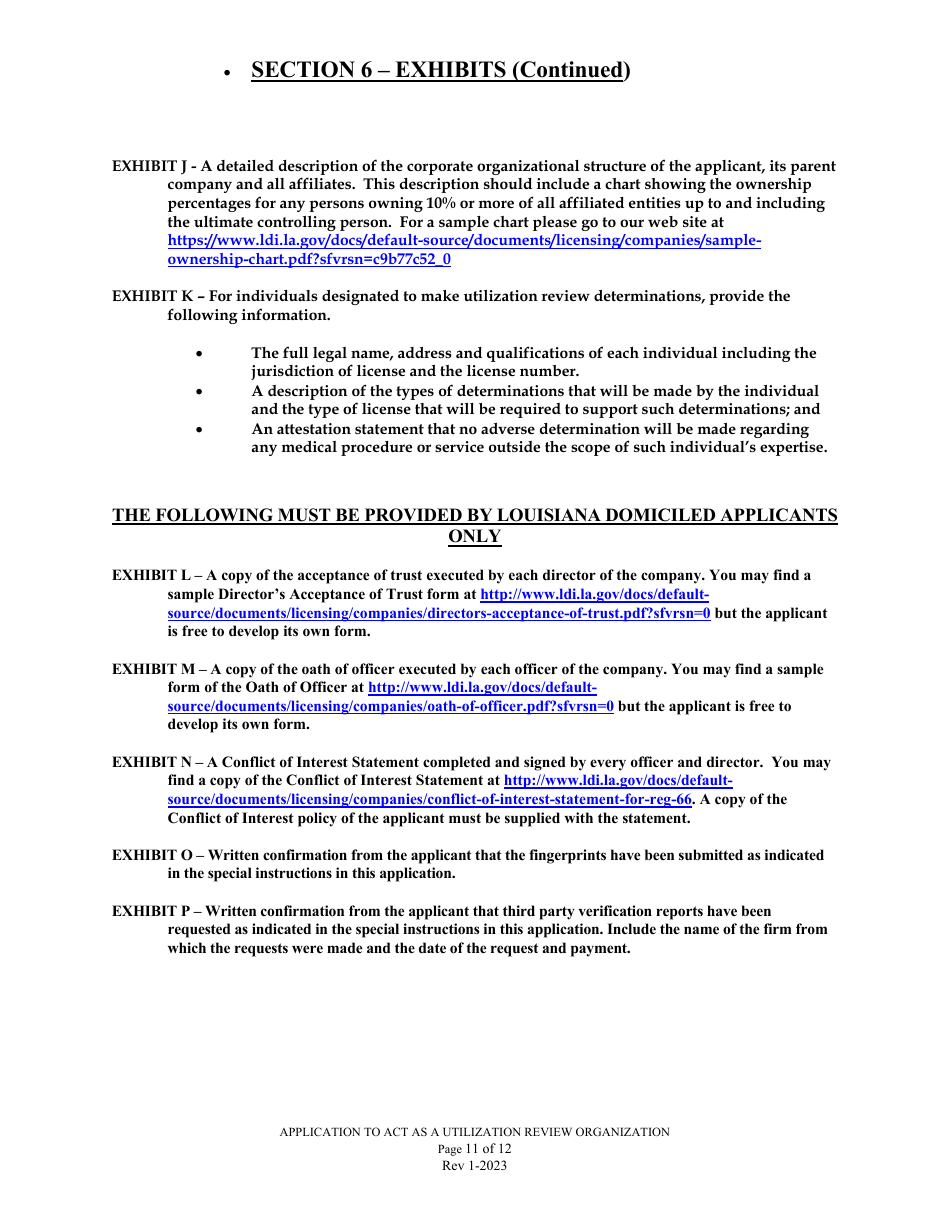 Application to Act as a Utilization Review Organization in the State of Louisiana - Louisiana, Page 11